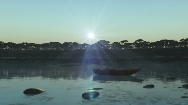 Μπλε Λιμνοθάλασσα Λιμάνι Ηλιοβασίλεμα — Αρχείο Βίντεο