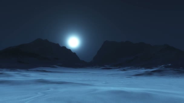 Montanha Neve Lua Luz — Vídeo de Stock