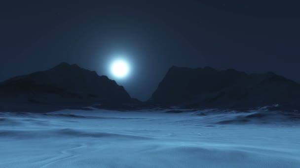 Montaña Nieve Luna Luz — Vídeos de Stock