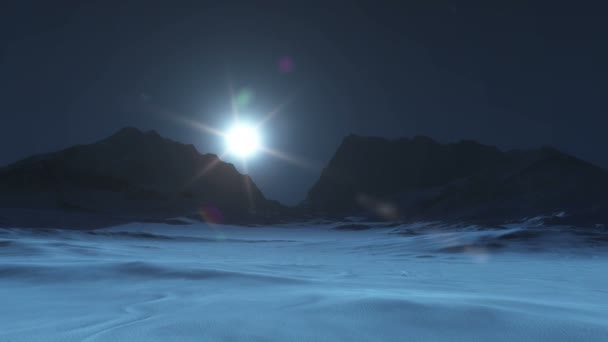 Montaña Nieve Luna Luz — Vídeo de stock