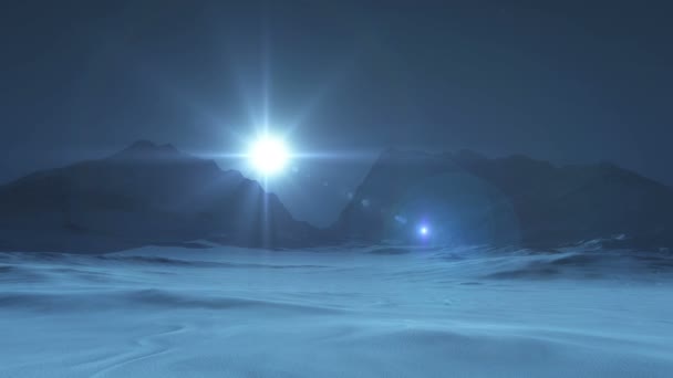 Montaña Nieve Luna Luz — Vídeo de stock