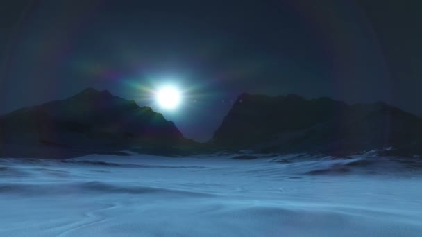 Górski Śnieg Księżyc Światło — Wideo stockowe