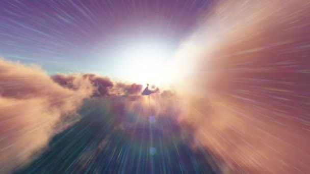 Летать Закат Над Облаками Океаном — стоковое видео