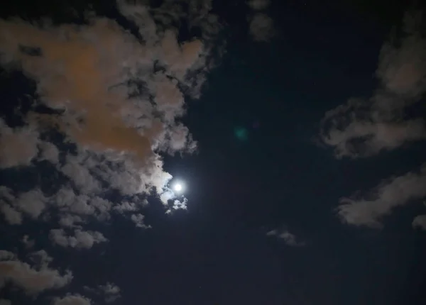 Luna Llena Noche Nubes Cielo — Foto de Stock