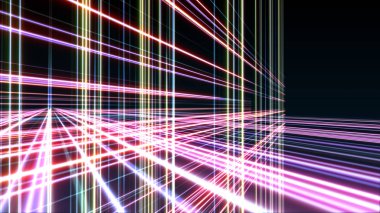 Uzayda 3d çizgi neon küp
