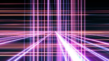 Uzayda 3d çizgi neon küp
