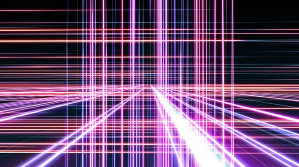 3d line neon cube in space