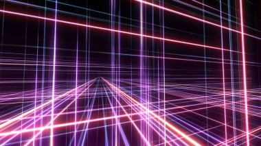 Uzayda 3d çizgi neon küp