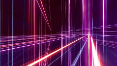 Uzayda 3d çizgi neon küp