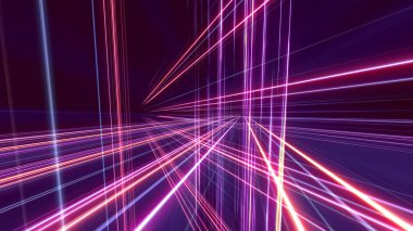 Uzayda 3d çizgi neon küp