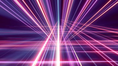 Uzayda 3d çizgi neon küp