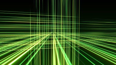 Uzayda 3d çizgi neon küp