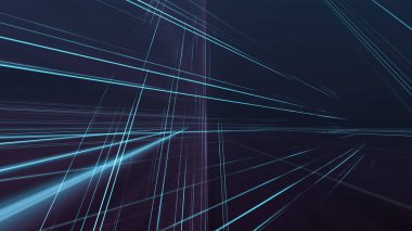 Uzayda 3d çizgi neon küp
