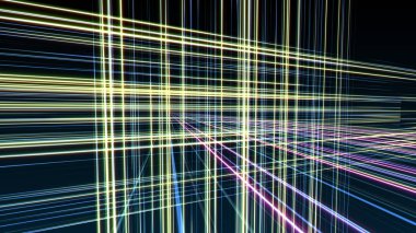 Uzayda 3d çizgi neon küp