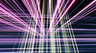 Uzayda 3d çizgi neon küp