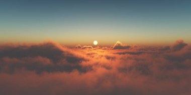 cennet, bulutlar üzerinde gün batımı