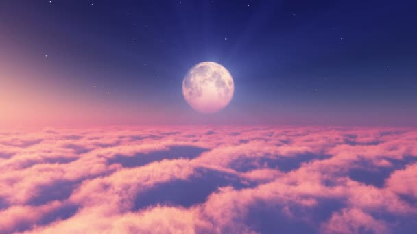 Voler Dans Les Nuages Coucher Soleil Lune — Video