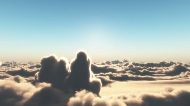 bulutlar üzerinde uçmak gün batımı 4k