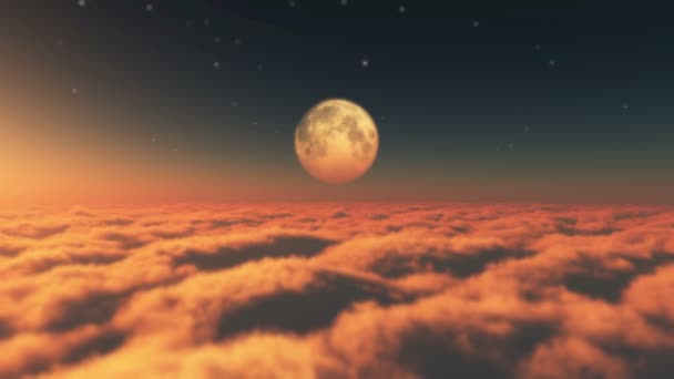 Voar Nuvens Pôr Sol Lua — Vídeo de Stock