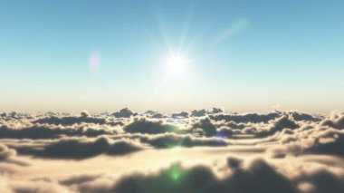 bulutlar üzerinde uçmak gün batımı 4k