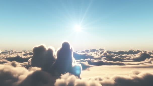 Voar Acima Sobre Nuvens Por Sol — Vídeo de Stock