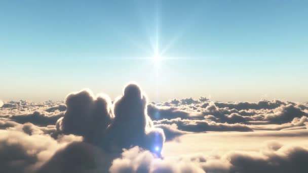 雲の上を飛ぶ 夕日4K — ストック動画