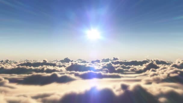 Über Wolken Fliegen Sonnenuntergang — Stockvideo