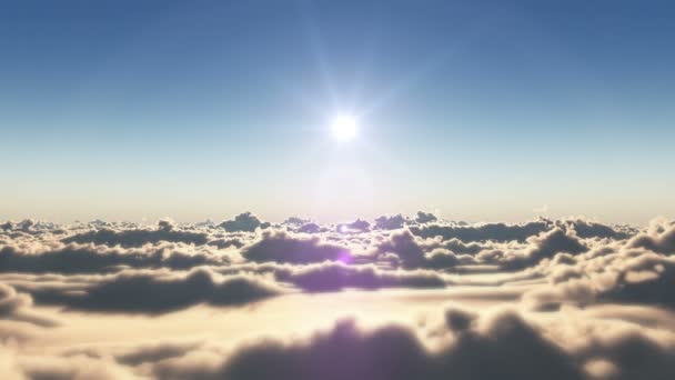 Über Wolken Fliegen Sonnenuntergang — Stockvideo
