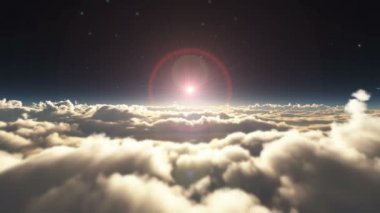 bulutlar üzerinde uçmak gün batımı 4k