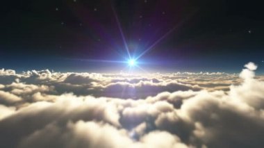 bulutlar üzerinde uçmak gün batımı 4k