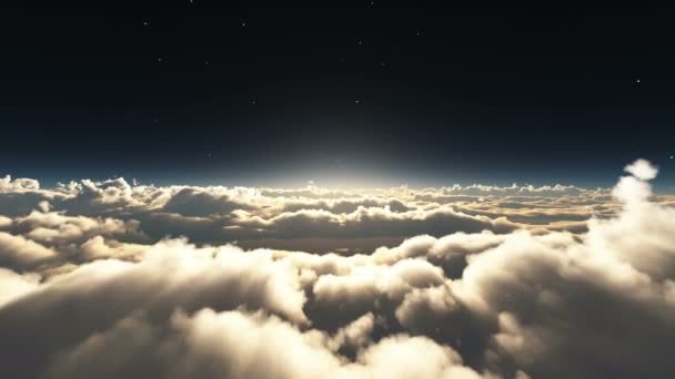 Vlieg Boven Wolken Zonsondergang — Stockvideo