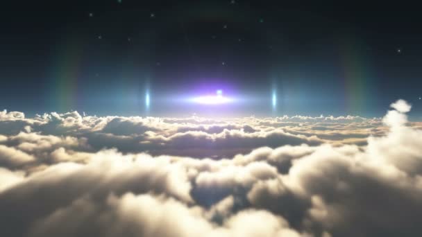 雲の上を飛ぶ 夕日4K — ストック動画