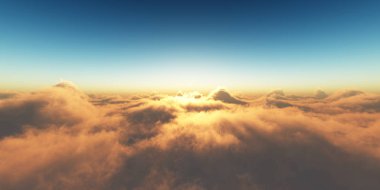 cennet, bulutlar üzerinde gün batımı