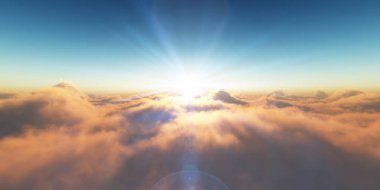 cennet, bulutlar üzerinde gün batımı