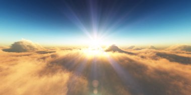 cennet, bulutlar üzerinde gün batımı