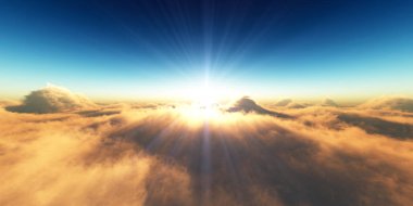 cennet, bulutlar üzerinde gün batımı