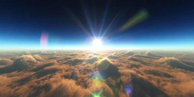 cennet, bulutlar üzerinde gün batımı