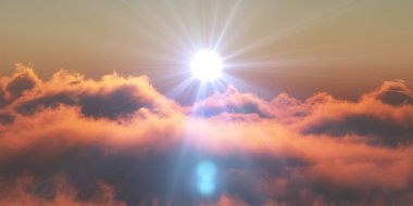 cennet, bulutlar üzerinde gün batımı