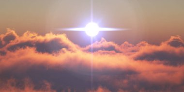 cennet, bulutlar üzerinde gün batımı