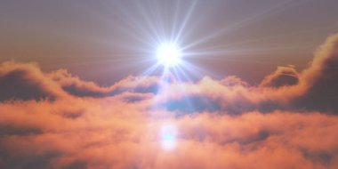 cennet, bulutlar üzerinde gün batımı