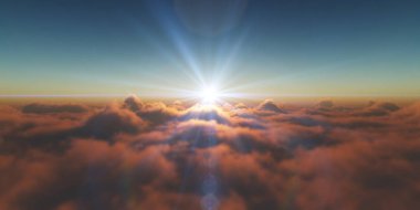 cennet, bulutlar üzerinde gün batımı