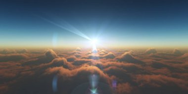 cennet, bulutlar üzerinde gün batımı