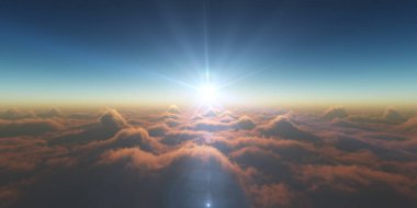 cennet, bulutlar üzerinde gün batımı