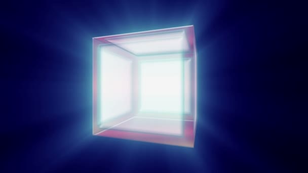 Cubo Neon Luminoso Astratto — Video Stock