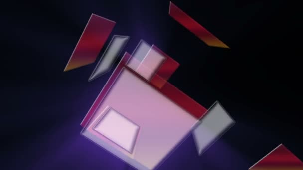 Abstract Bright Neon Cube — Stock Video