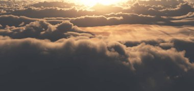 Bulutların üstünde güneş ışığı