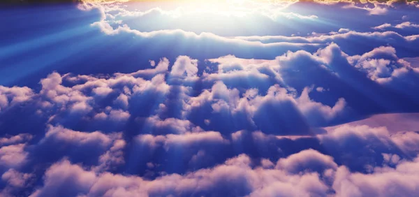 Над Хмарами Захід Сонця Бог Промінь — стокове фото