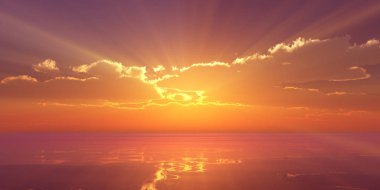 Denizde gün batımını güzelleştir, güneş ışığı
