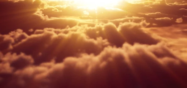Acima Nuvens Por Sol Deus Ray — Fotografia de Stock