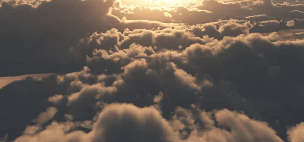 Über Wolken Sonnenuntergang Götterstrahl — Stockfoto